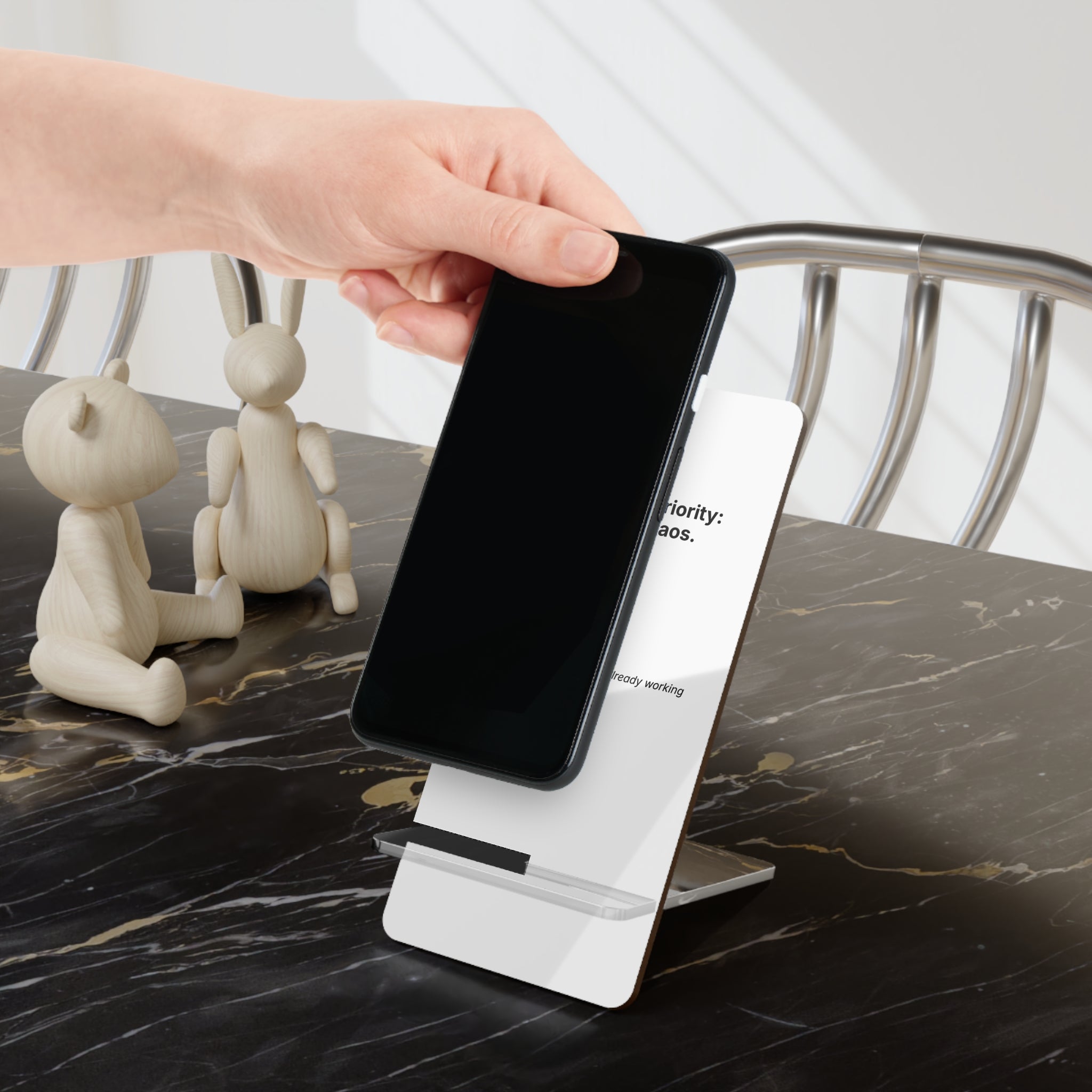 Strategic Priority: Scale Chaos. | Minimal Acrylic Mobile Phone Display Stand